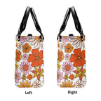 Orange Retro Floral Luxury PU Leather Handbag Luxury PU Leather Handbag Plants Printed Offshore Retro