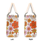 Orange Retro Floral Luxury PU Leather Handbag Luxury PU Leather Handbag Plants Printed Offshore Retro