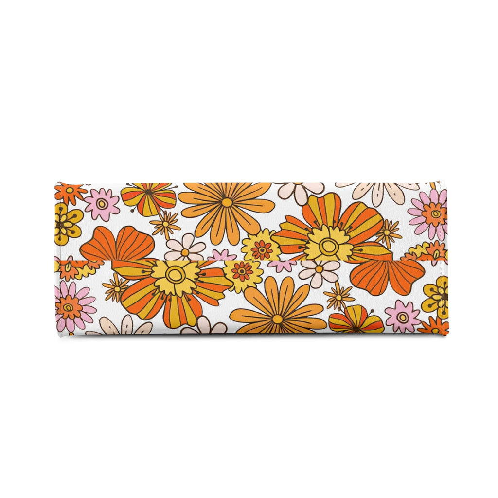 Orange Retro Floral Luxury PU Leather Handbag Luxury PU Leather Handbag Plants Printed Offshore Retro