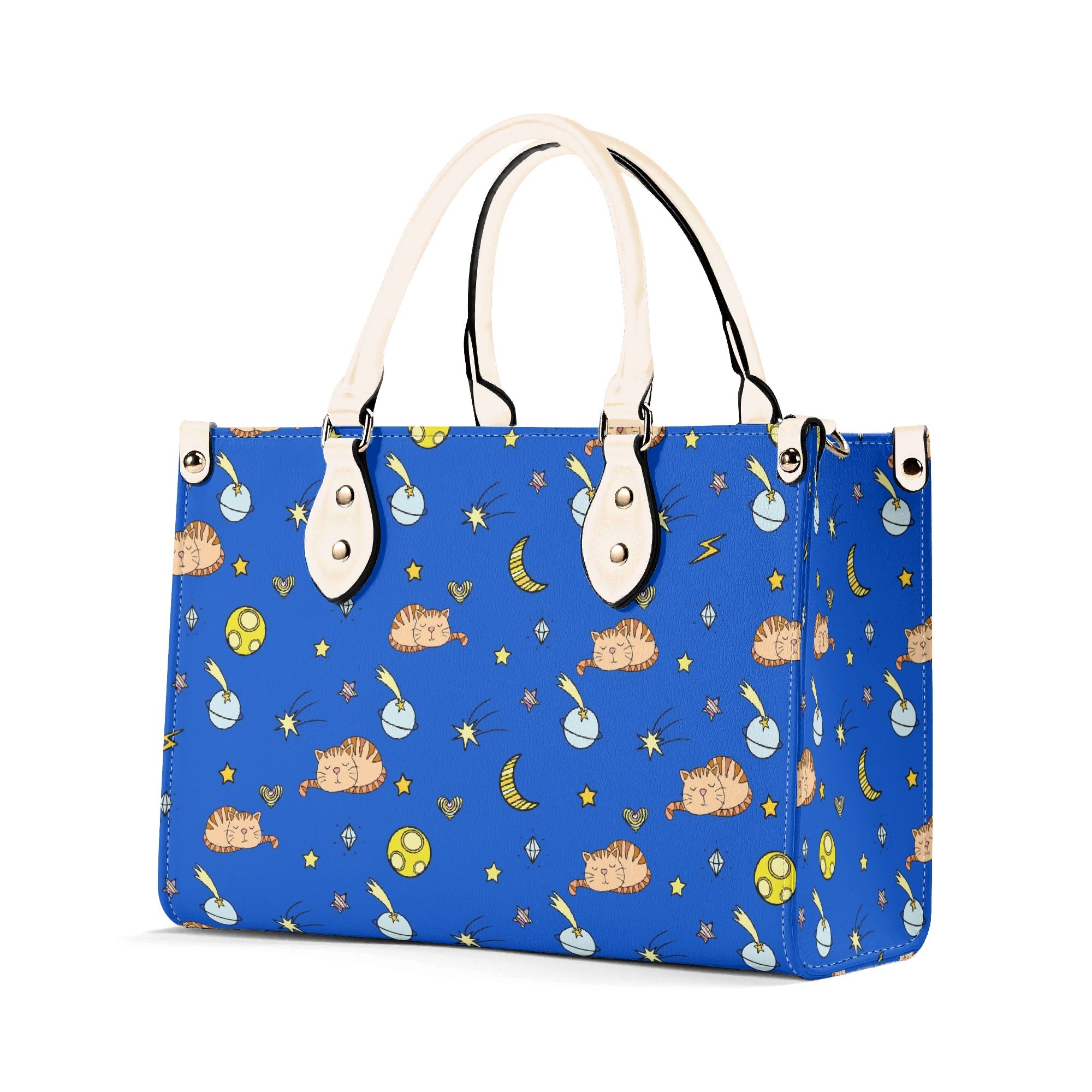 Cats In Space Luxury PU Leather Handbag Luxury PU Leather Handbag animal Printed Offshore Space