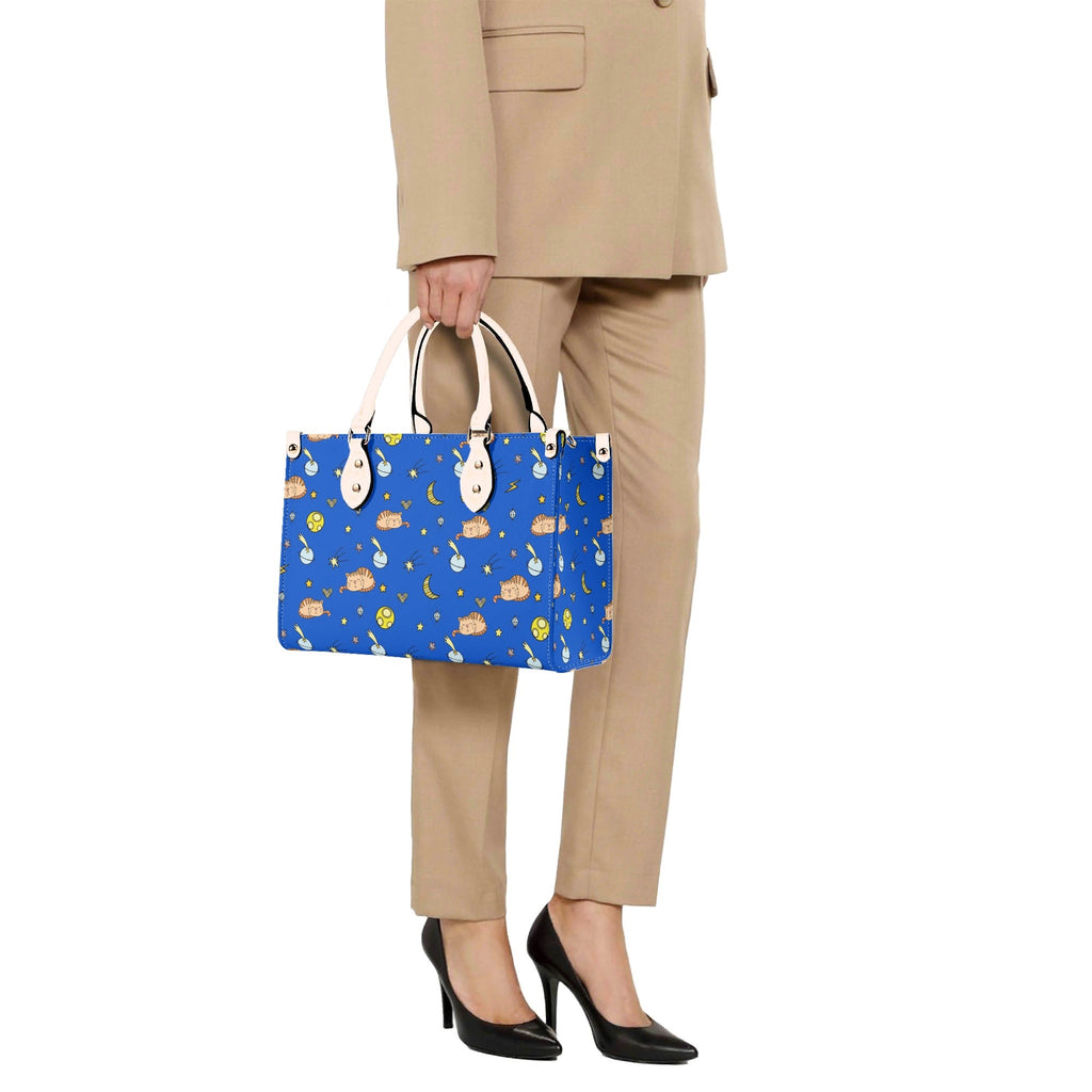 Cats In Space Luxury PU Leather Handbag Luxury PU Leather Handbag animal Printed Offshore Space