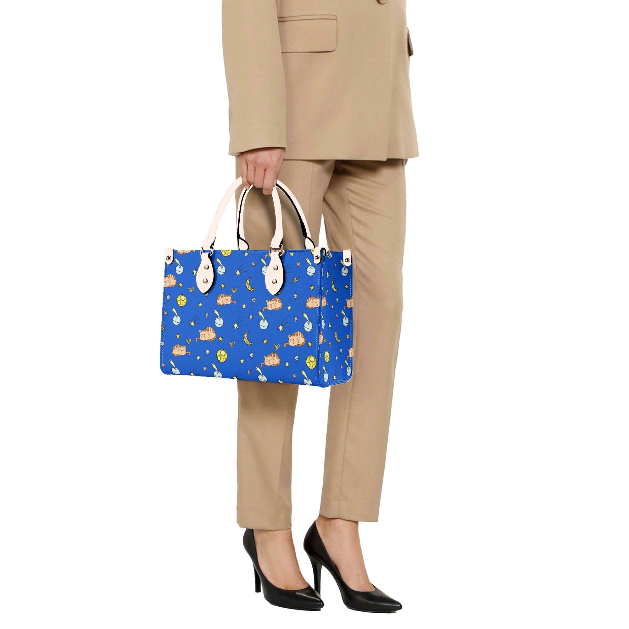 Cats In Space Luxury PU Leather Handbag Luxury PU Leather Handbag animal Printed Offshore Space