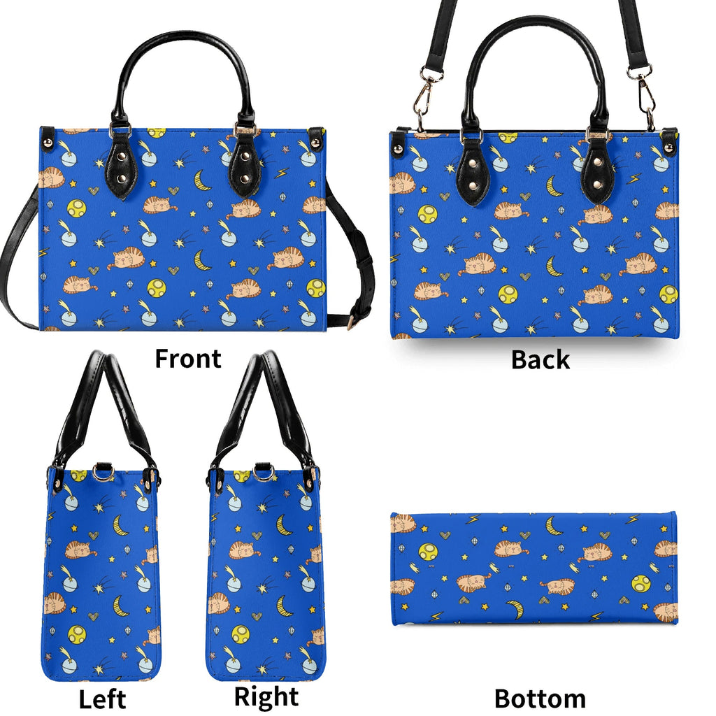 Cats In Space Luxury PU Leather Handbag Luxury PU Leather Handbag animal Printed Offshore Space