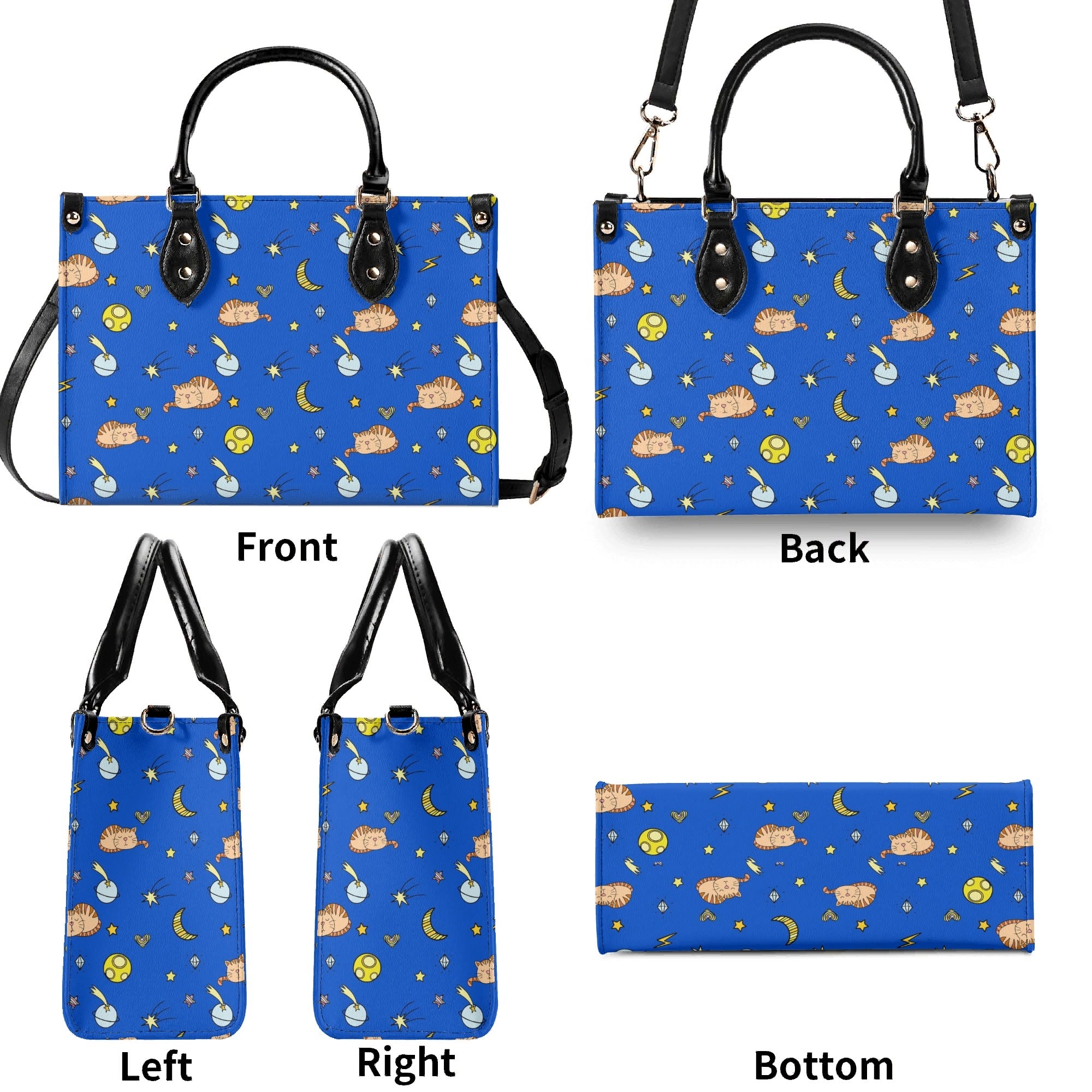 Cats In Space Luxury PU Leather Handbag Luxury PU Leather Handbag animal Printed Offshore Space