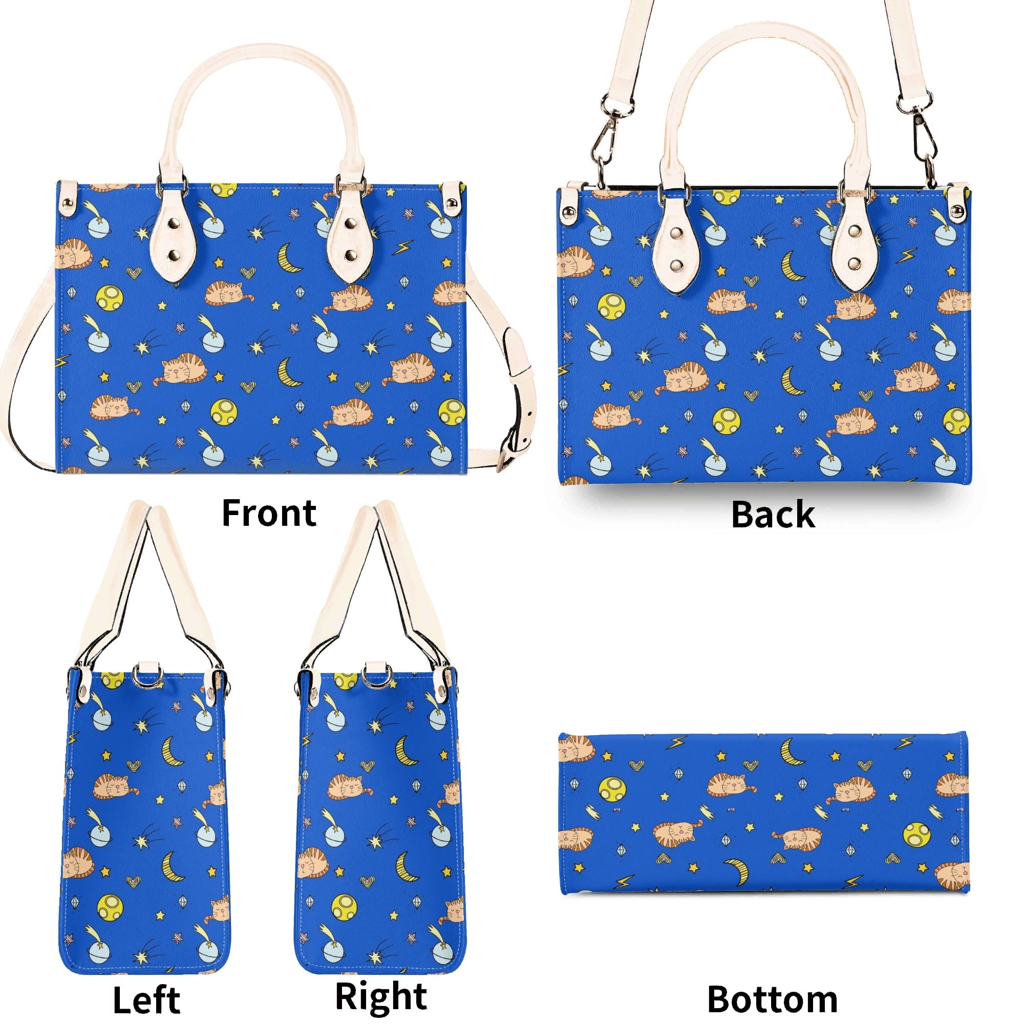 Cats In Space Luxury PU Leather Handbag Luxury PU Leather Handbag animal Printed Offshore Space