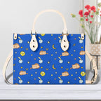 Cats In Space Luxury PU Leather Handbag Beige Luxury PU Leather Handbag animal Printed Offshore Space
