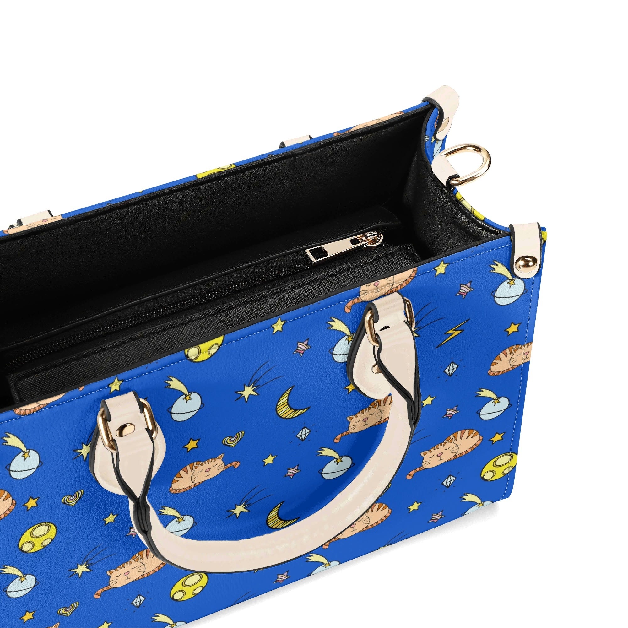 Cats In Space Luxury PU Leather Handbag Luxury PU Leather Handbag animal Printed Offshore Space