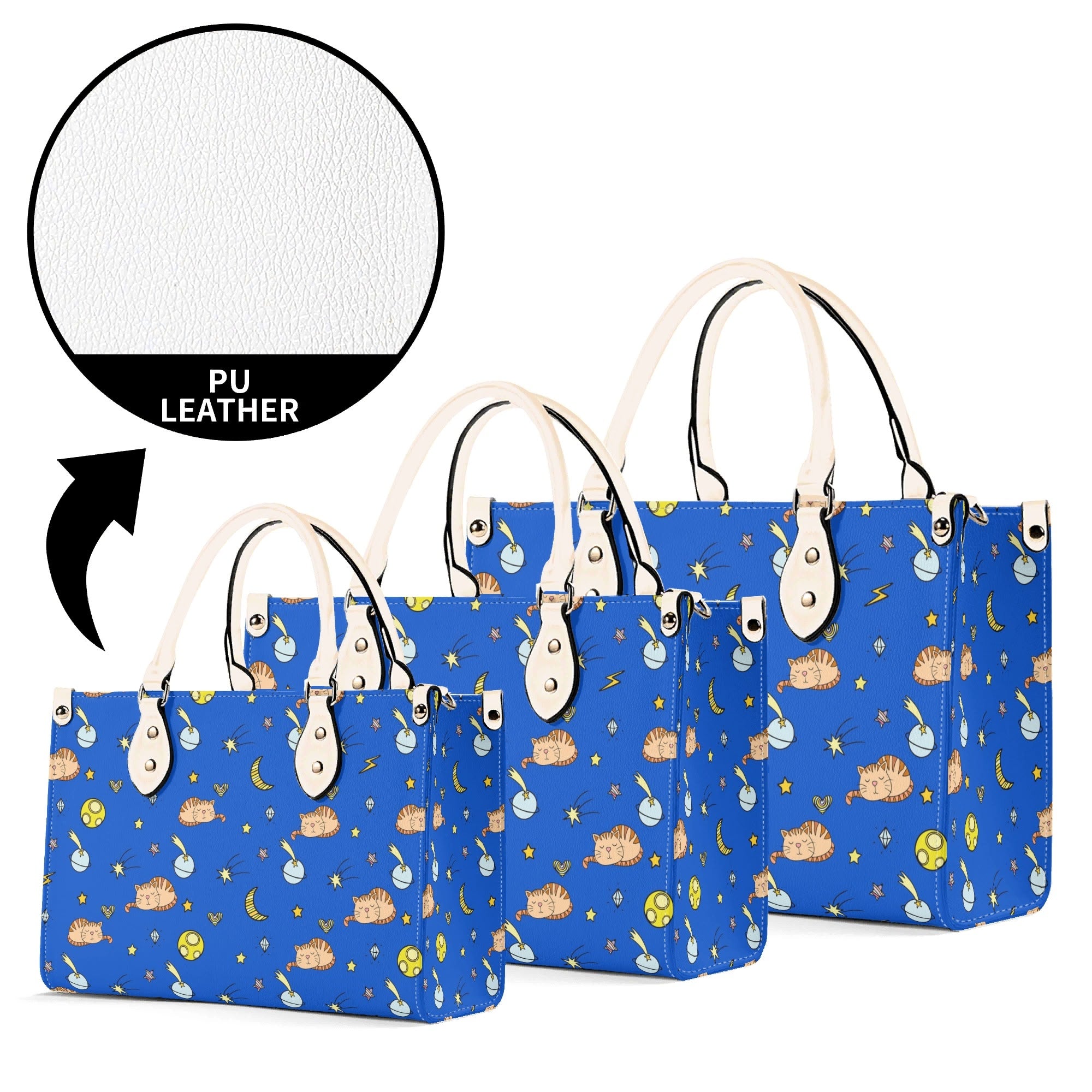 Cats In Space Luxury PU Leather Handbag Luxury PU Leather Handbag animal Printed Offshore Space