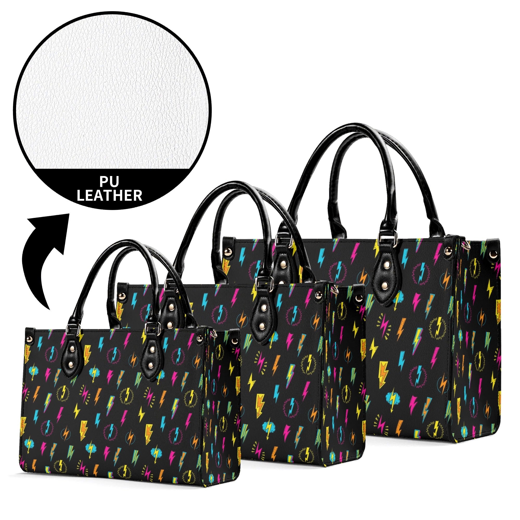 Fun Lightning Luxury PU Leather Handbag Luxury PU Leather Handbag comic Printed Offshore