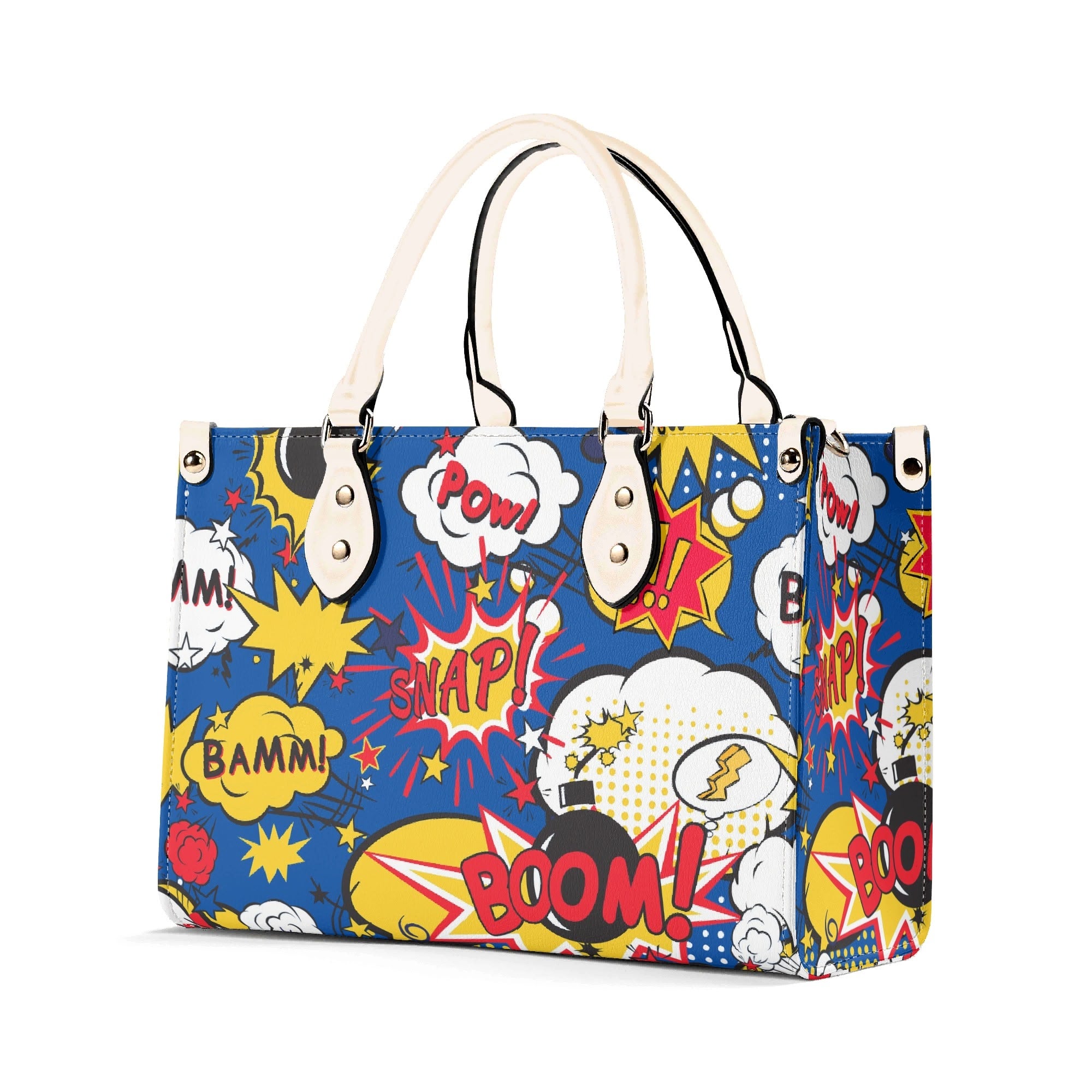 Comic Book Blue Luxury PU Leather Handbag Luxury PU Leather Handbag comic Printed Offshore
