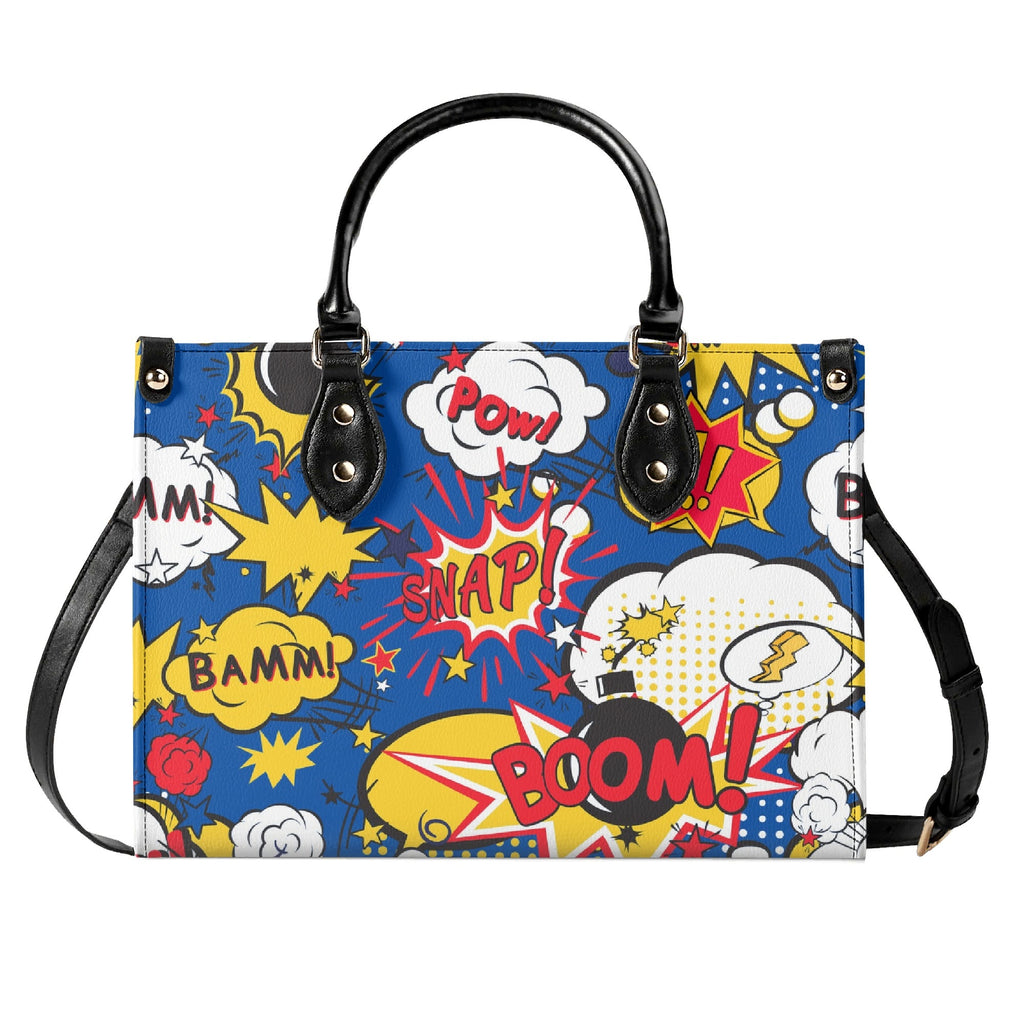 Comic Book Blue Luxury PU Leather Handbag Luxury PU Leather Handbag comic Printed Offshore
