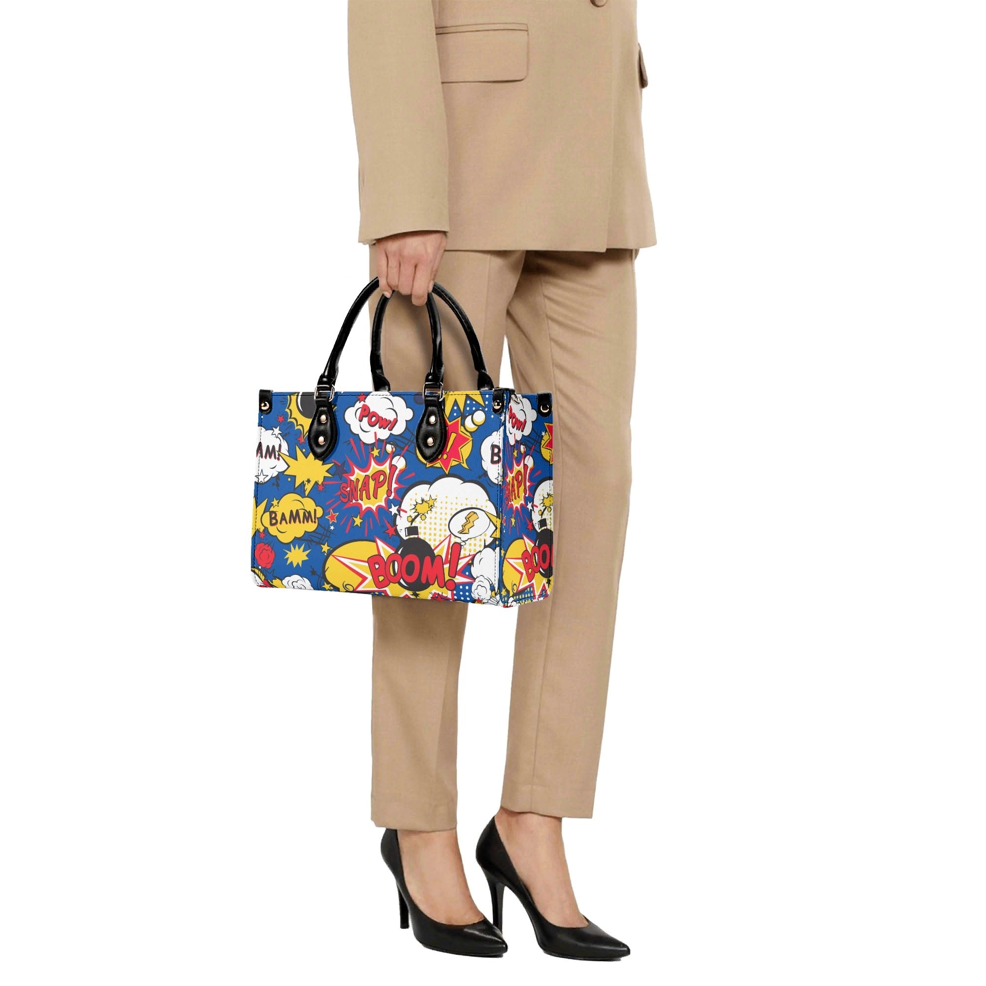 Comic Book Blue Luxury PU Leather Handbag Luxury PU Leather Handbag comic Printed Offshore