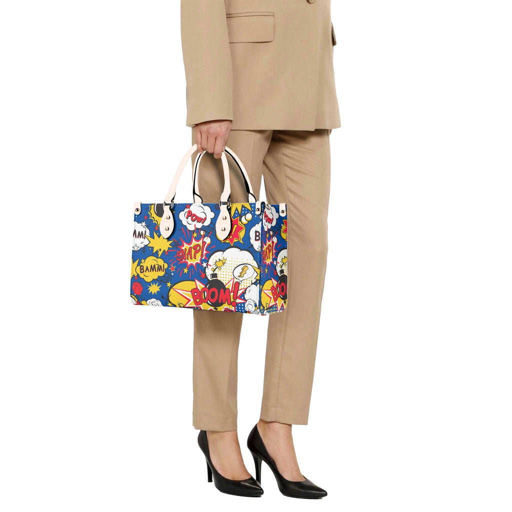 Comic Book Blue Luxury PU Leather Handbag Luxury PU Leather Handbag comic Printed Offshore