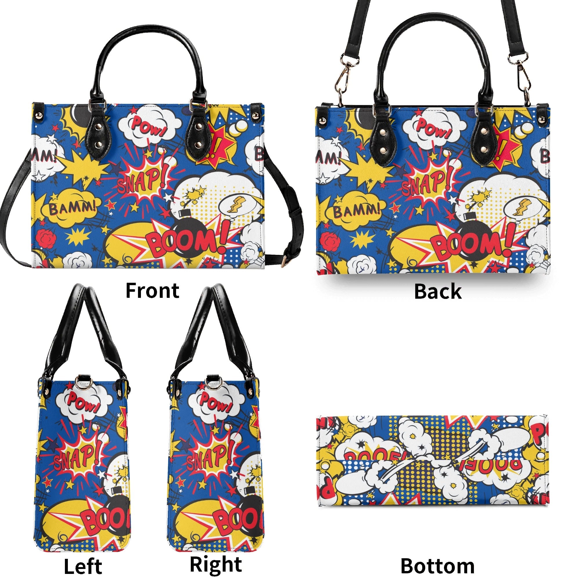 Comic Book Blue Luxury PU Leather Handbag Luxury PU Leather Handbag comic Printed Offshore