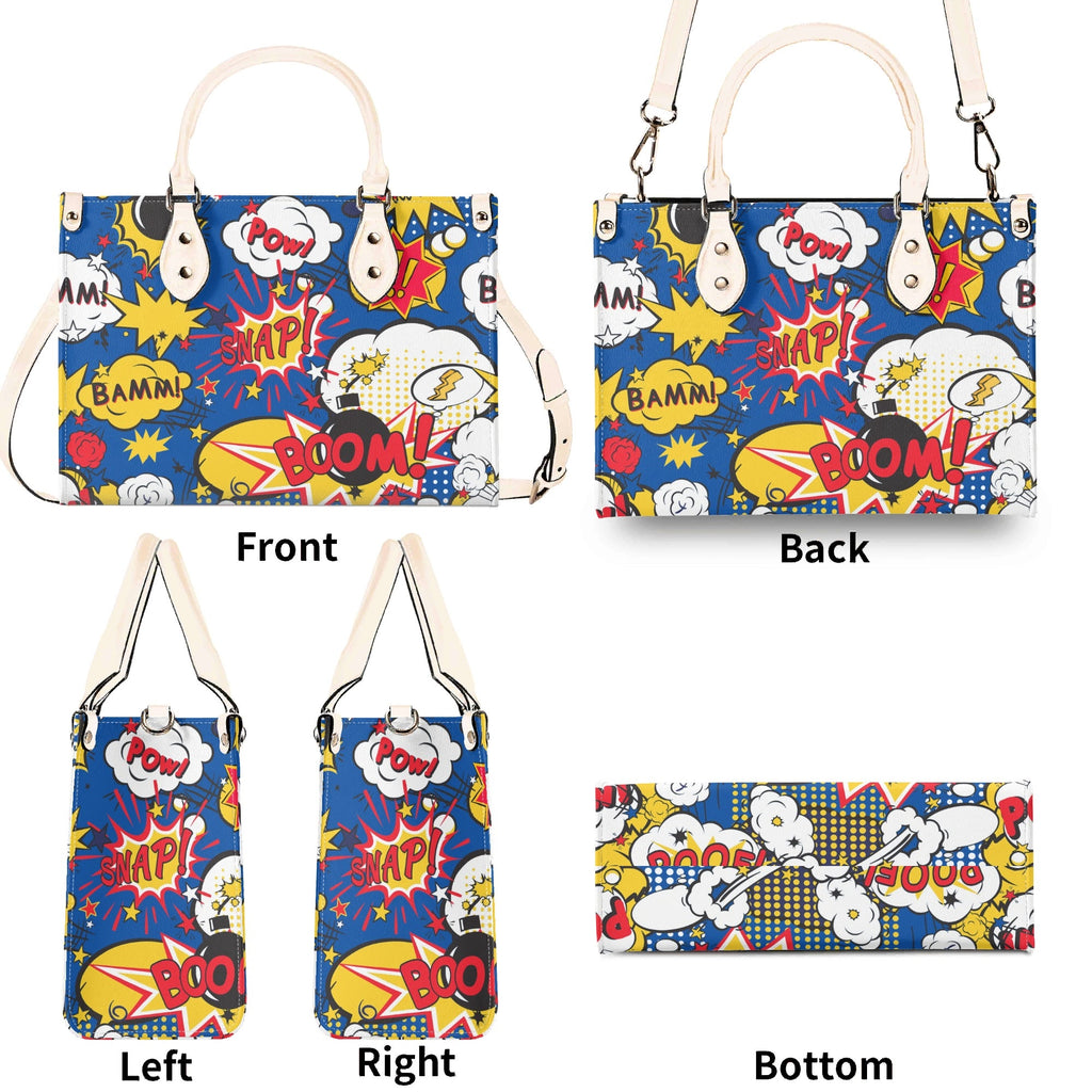 Comic Book Blue Luxury PU Leather Handbag Luxury PU Leather Handbag comic Printed Offshore