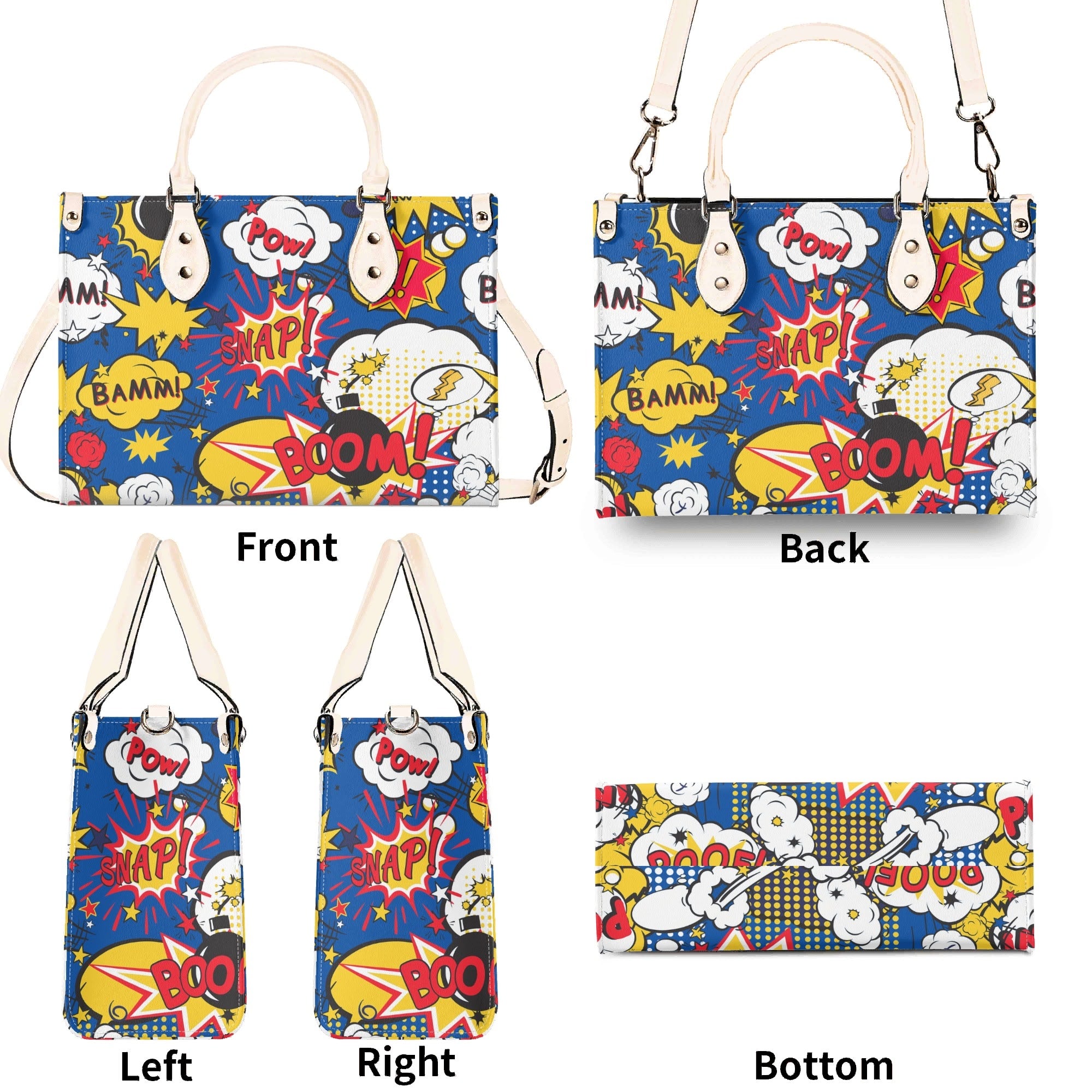 Comic Book Blue Luxury PU Leather Handbag Luxury PU Leather Handbag comic Printed Offshore
