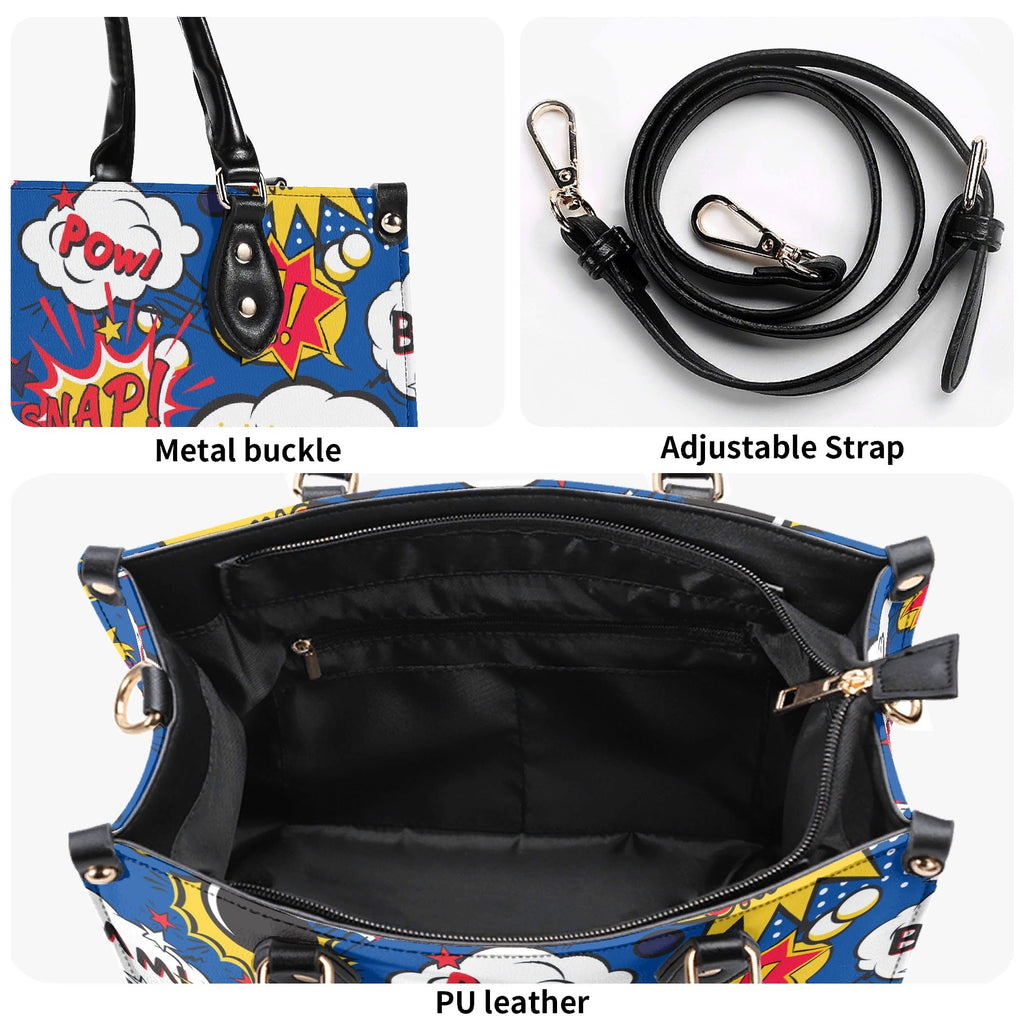 Comic Book Blue Luxury PU Leather Handbag Luxury PU Leather Handbag comic Printed Offshore