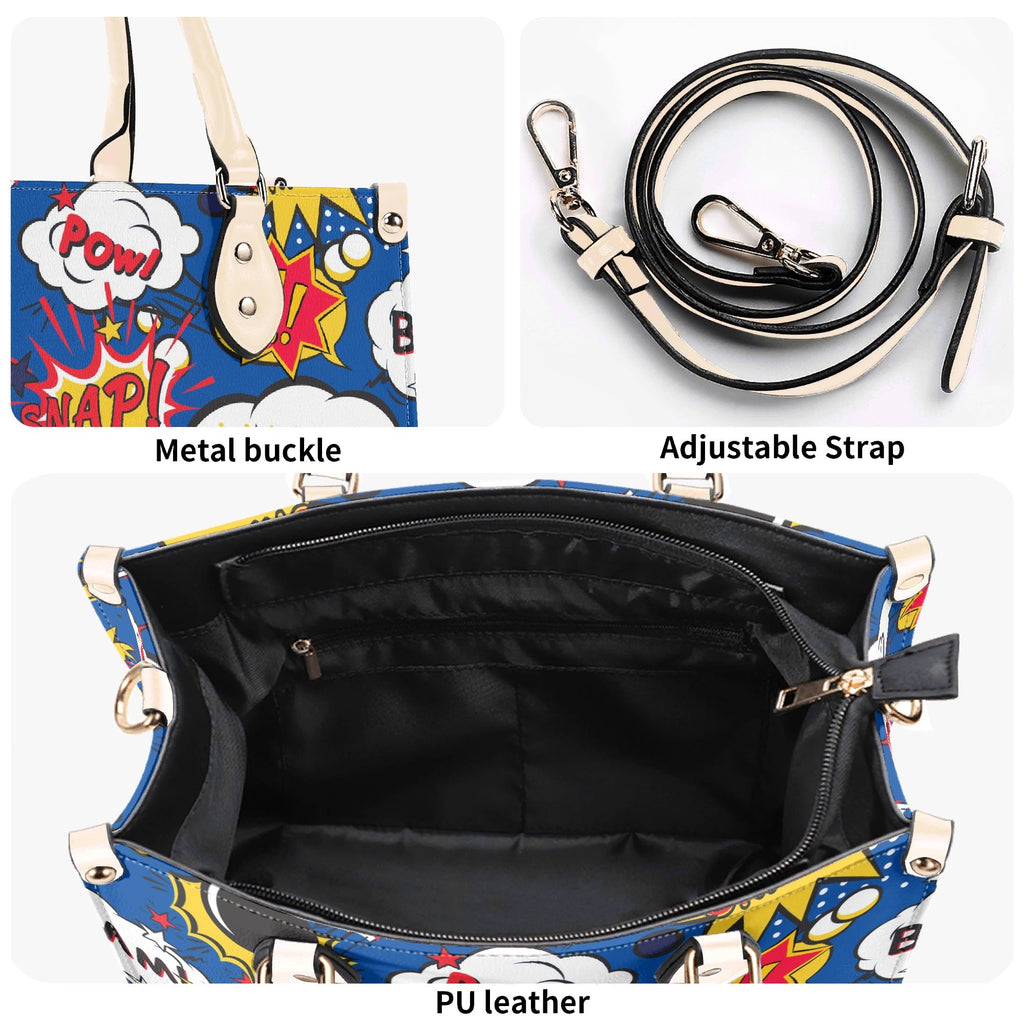 Comic Book Blue Luxury PU Leather Handbag Luxury PU Leather Handbag comic Printed Offshore