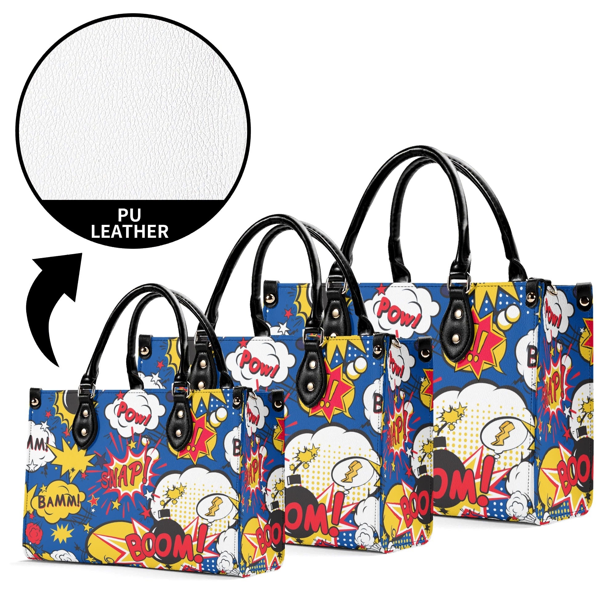 Comic Book Blue Luxury PU Leather Handbag Luxury PU Leather Handbag comic Printed Offshore