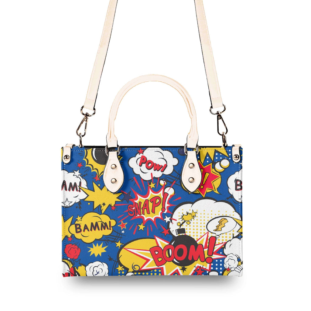 Comic Book Blue Luxury PU Leather Handbag Luxury PU Leather Handbag comic Printed Offshore