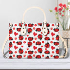 Ladybug Hearts Luxury PU Leather Handbag Beige Luxury PU Leather Handbag animal Love Printed Offshore