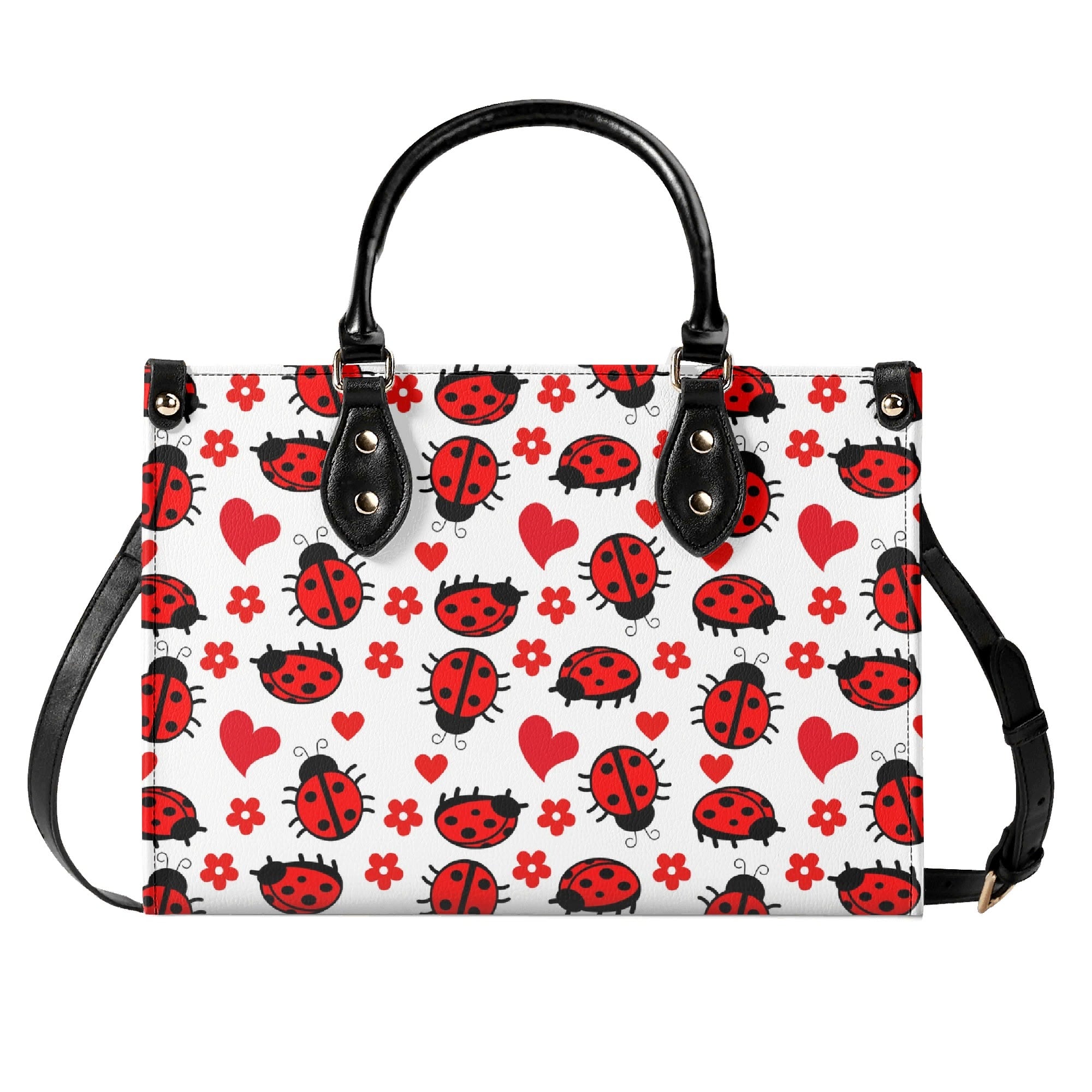 Ladybug Hearts Luxury PU Leather Handbag Luxury PU Leather Handbag animal Love Printed Offshore