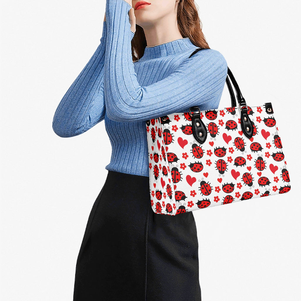 Ladybug Hearts Luxury PU Leather Handbag Luxury PU Leather Handbag animal Love Printed Offshore