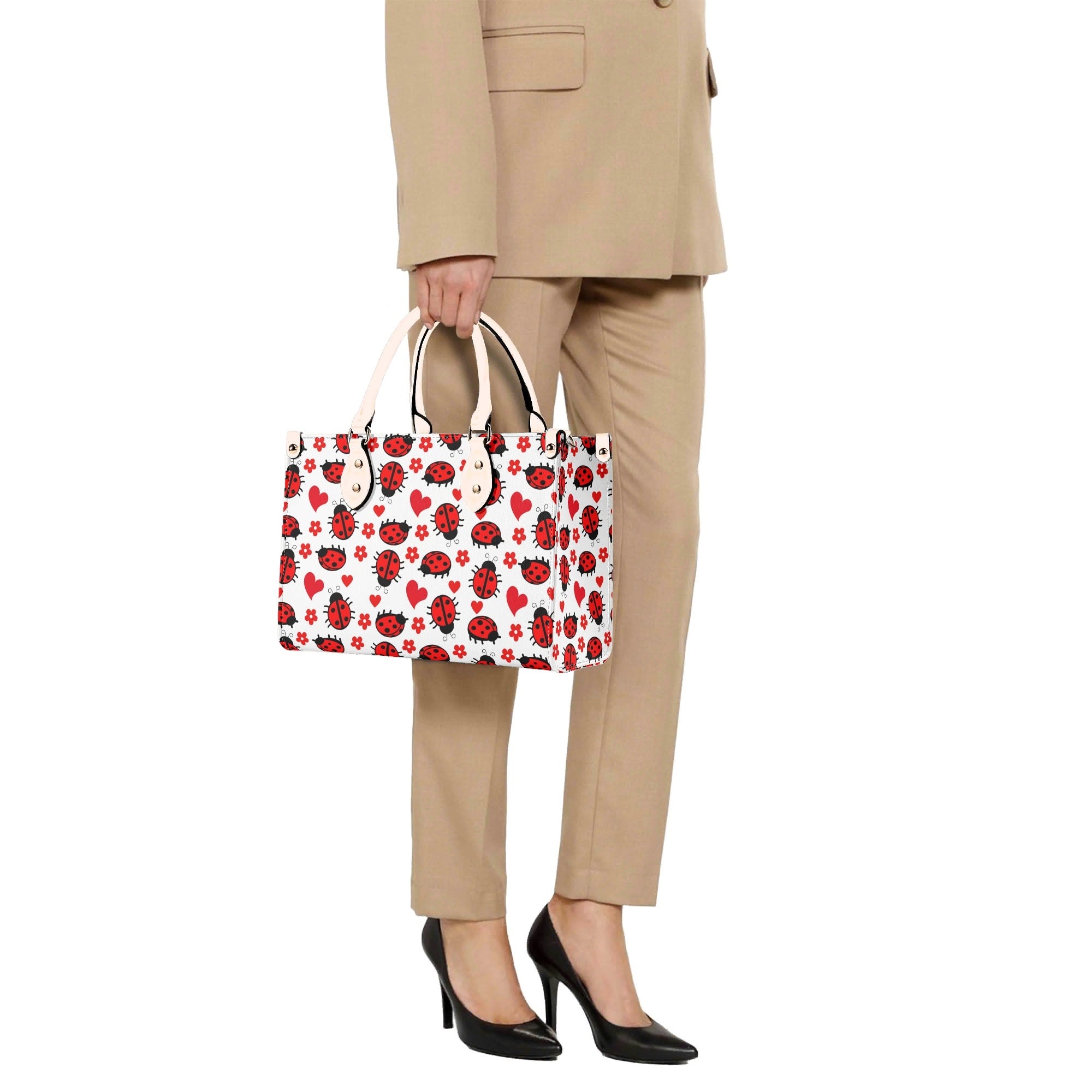Ladybug Hearts Luxury PU Leather Handbag Luxury PU Leather Handbag animal Love Printed Offshore