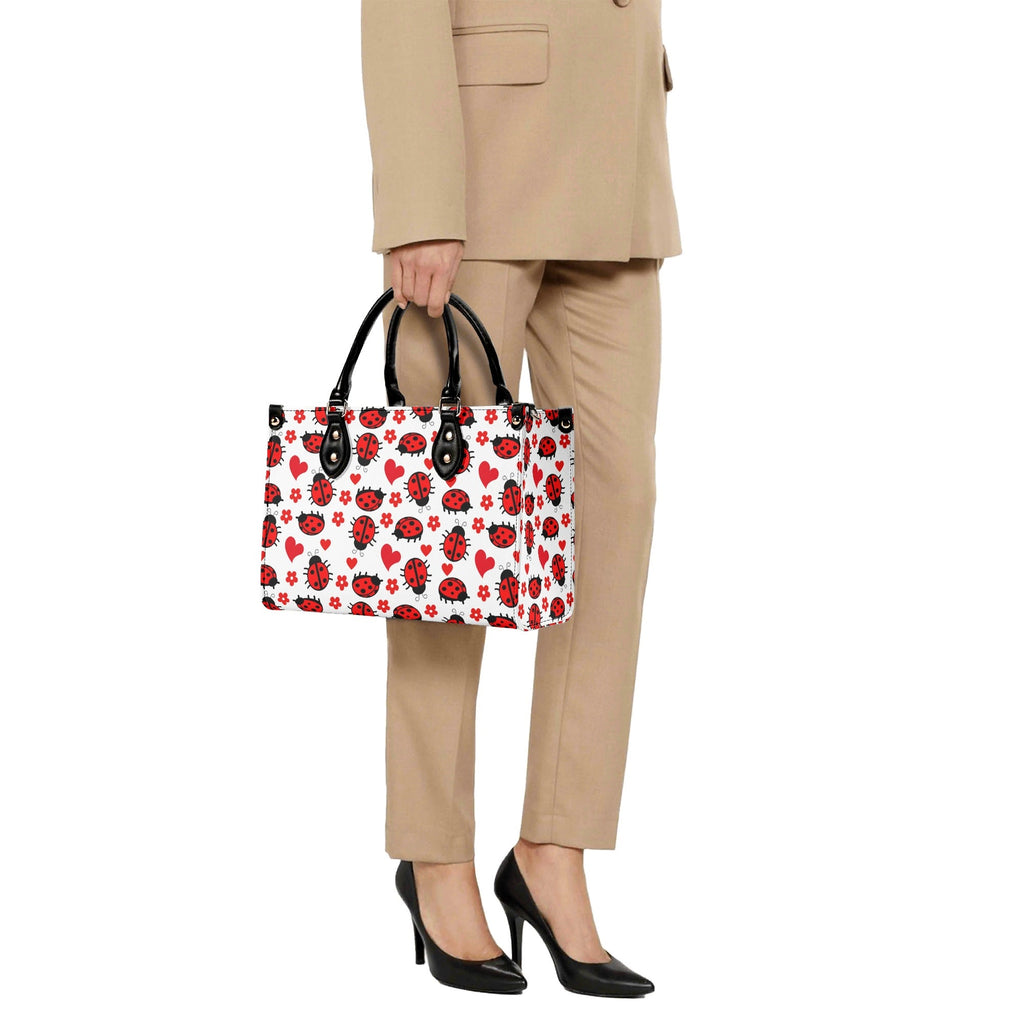 Ladybug Hearts Luxury PU Leather Handbag Luxury PU Leather Handbag animal Love Printed Offshore