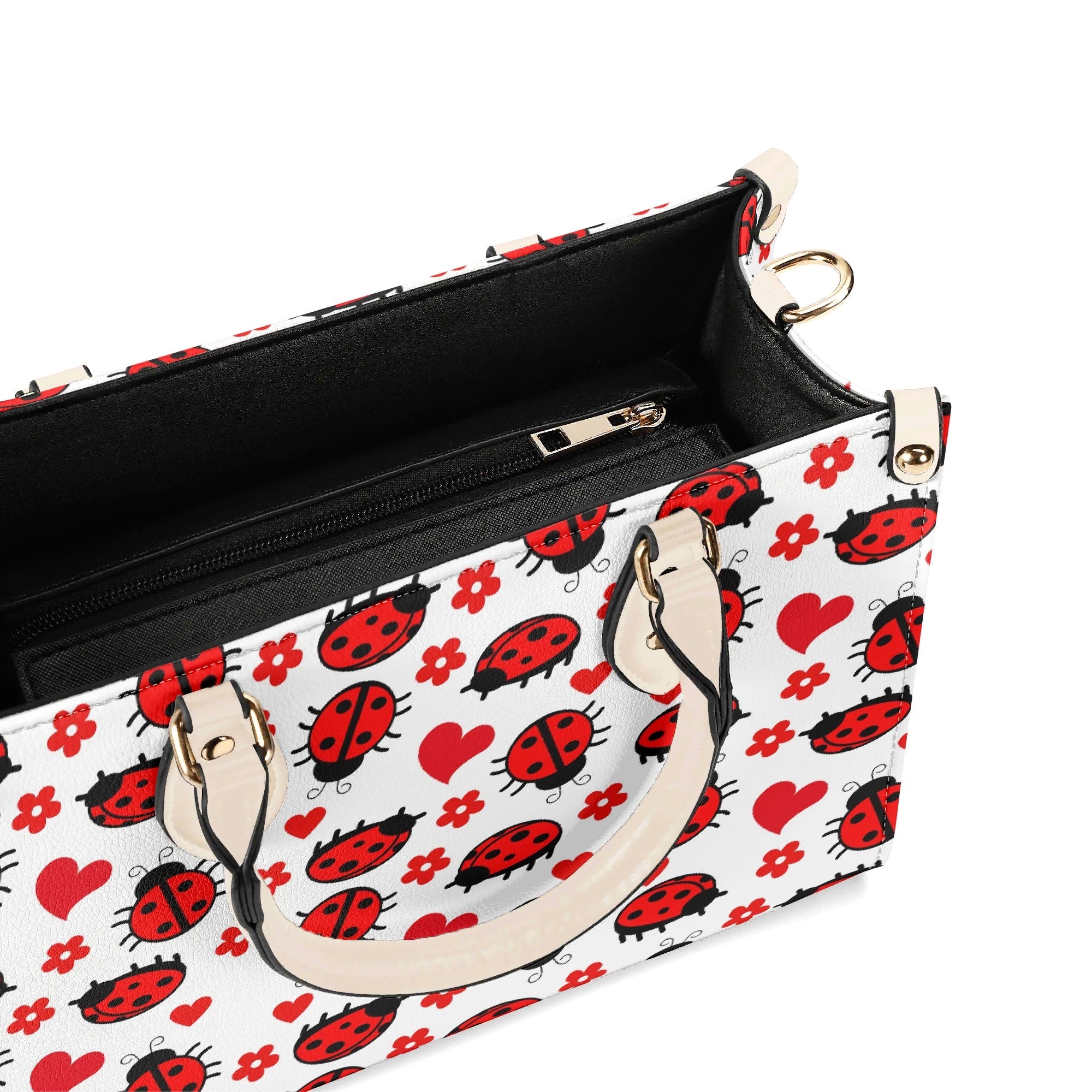Ladybug Hearts Luxury PU Leather Handbag Luxury PU Leather Handbag animal Love Printed Offshore
