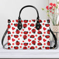 Ladybug Hearts Luxury PU Leather Handbag Black Luxury PU Leather Handbag animal Love Printed Offshore