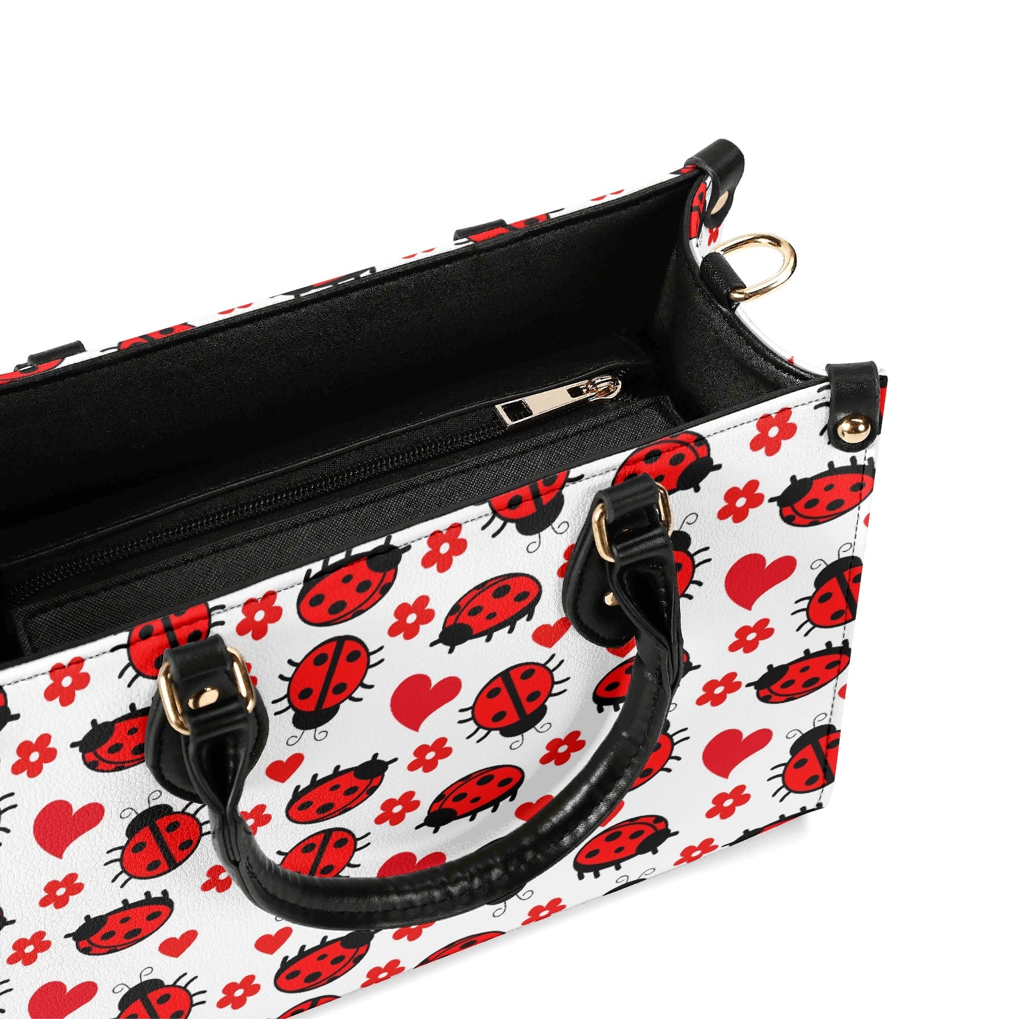 Ladybug Hearts Luxury PU Leather Handbag Luxury PU Leather Handbag animal Love Printed Offshore