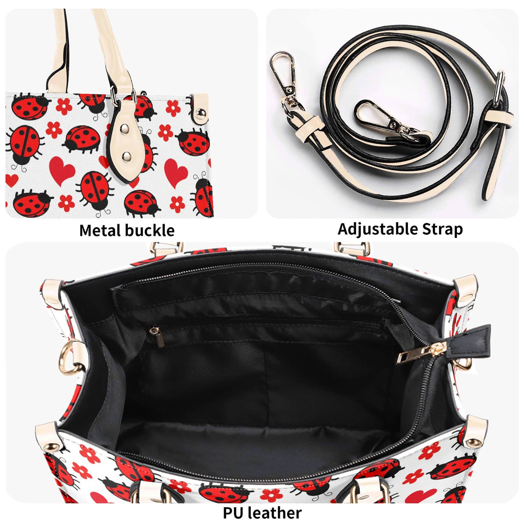 Ladybug Hearts Luxury PU Leather Handbag Luxury PU Leather Handbag animal Love Printed Offshore