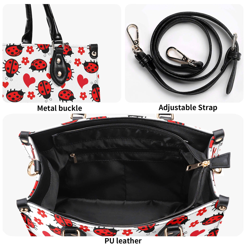 Ladybug Hearts Luxury PU Leather Handbag Luxury PU Leather Handbag animal Love Printed Offshore