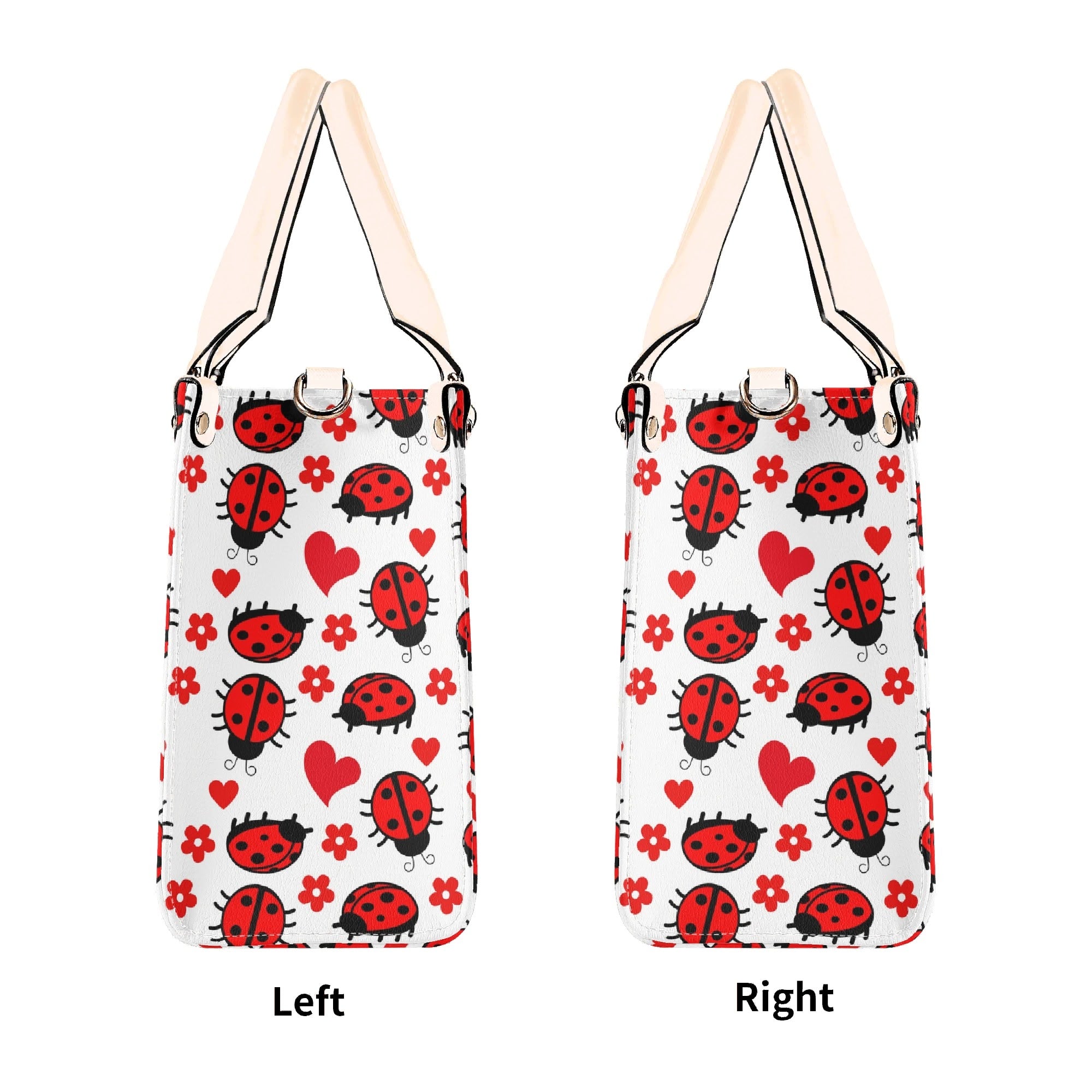 Ladybug Hearts Luxury PU Leather Handbag Luxury PU Leather Handbag animal Love Printed Offshore