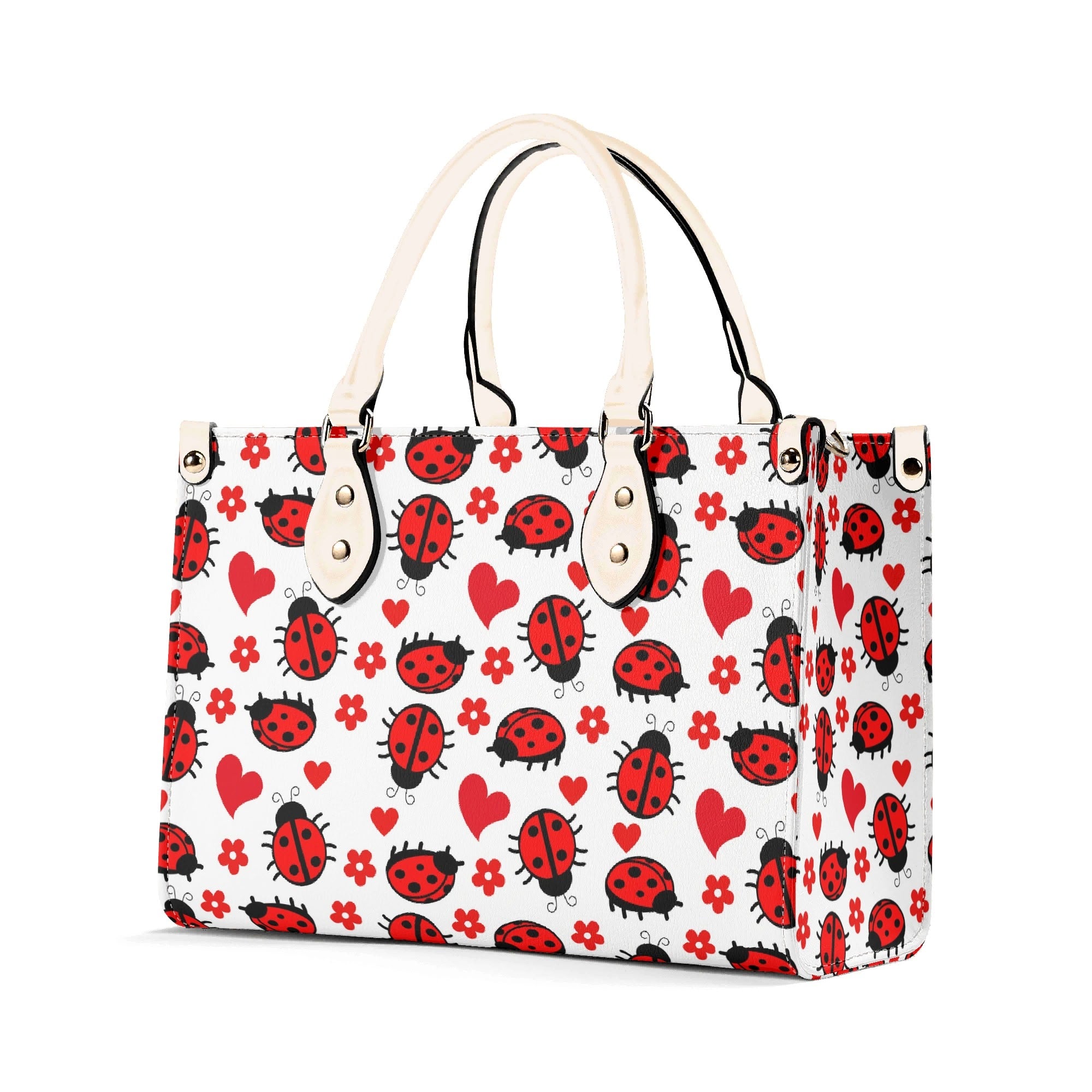 Ladybug Hearts Luxury PU Leather Handbag Luxury PU Leather Handbag animal Love Printed Offshore