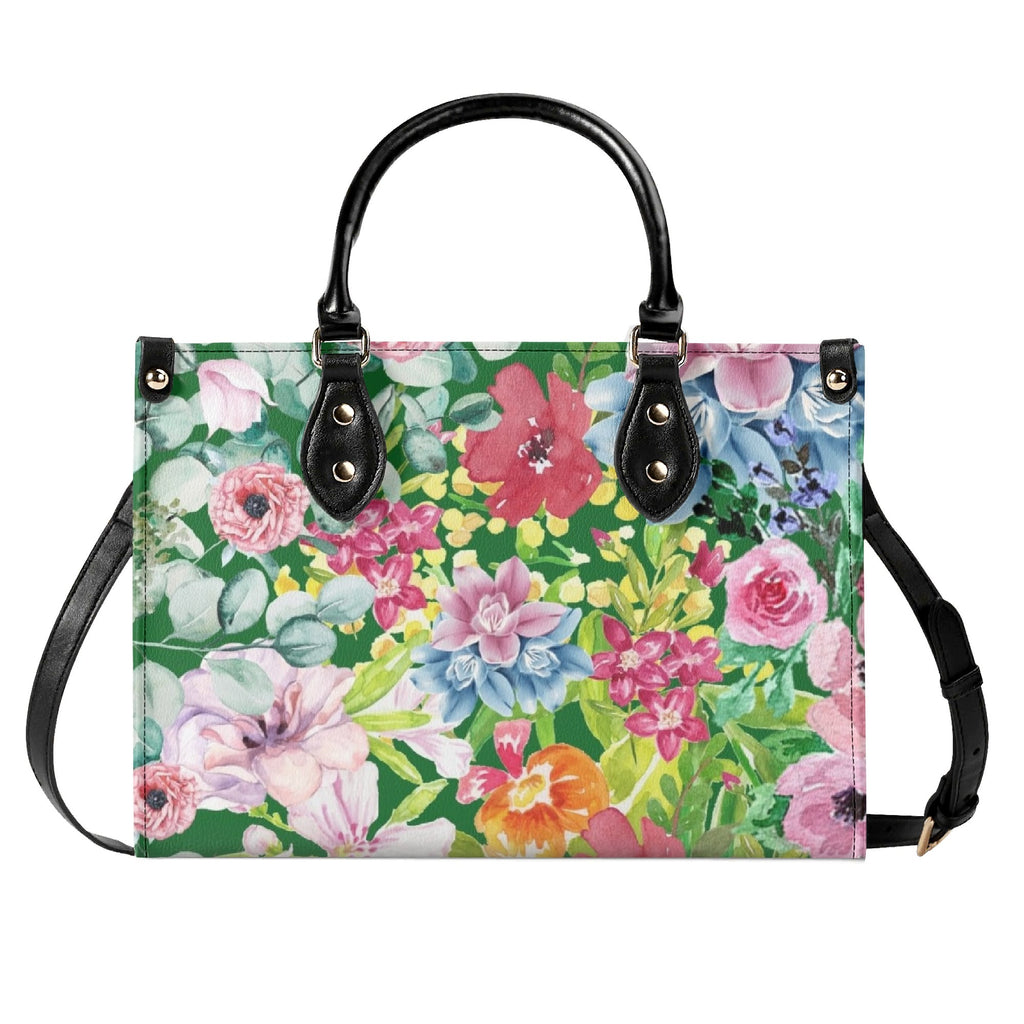 Bright Floral Luxury PU Leather Handbag Luxury PU Leather Handbag Plants Printed Offshore