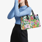 Bright Floral Luxury PU Leather Handbag Luxury PU Leather Handbag Plants Printed Offshore