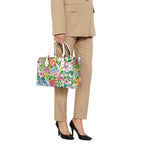 Bright Floral Luxury PU Leather Handbag Luxury PU Leather Handbag Plants Printed Offshore