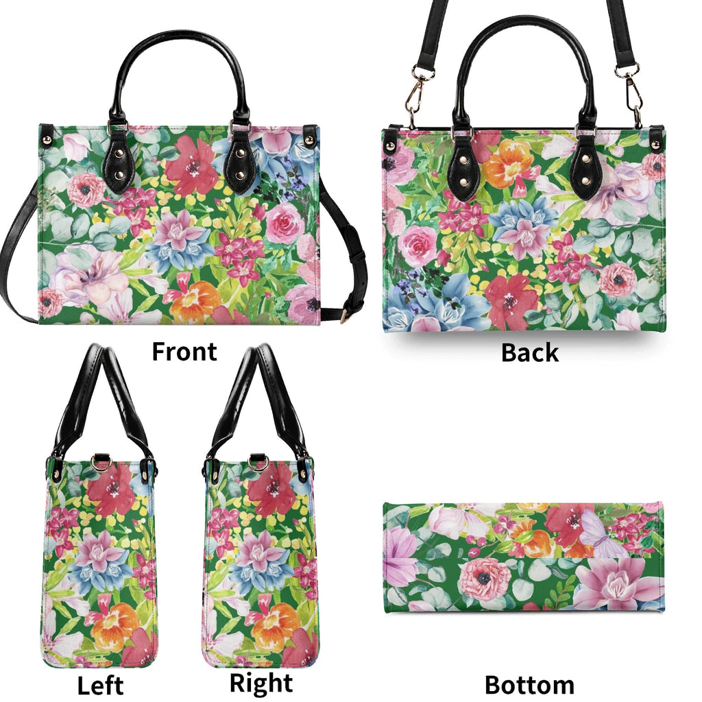 Bright Floral Luxury PU Leather Handbag Luxury PU Leather Handbag Plants Printed Offshore