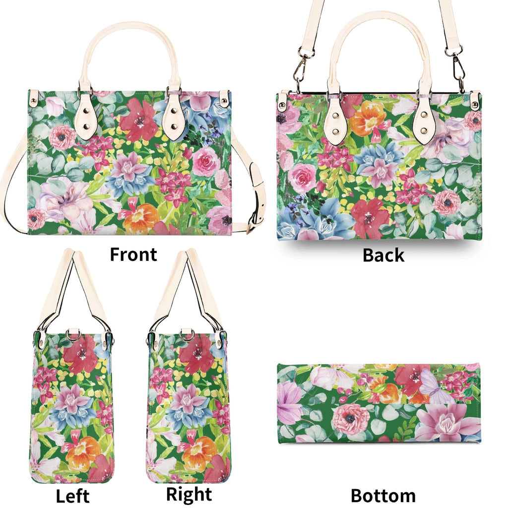 Bright Floral Luxury PU Leather Handbag Luxury PU Leather Handbag Plants Printed Offshore