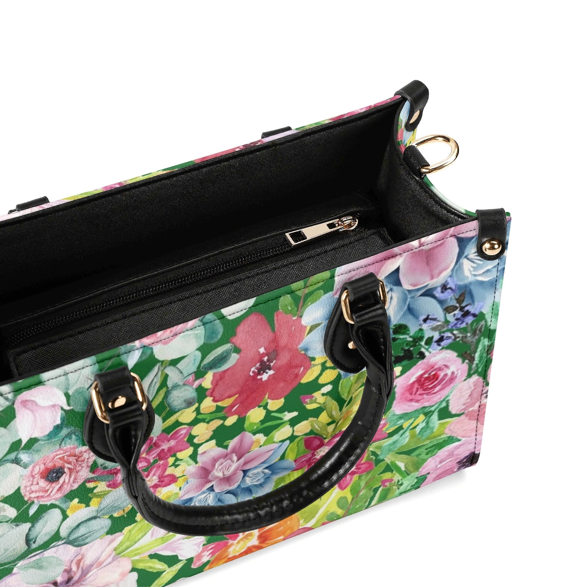 Bright Floral Luxury PU Leather Handbag Luxury PU Leather Handbag Plants Printed Offshore