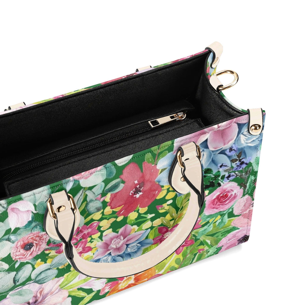 Bright Floral Luxury PU Leather Handbag Luxury PU Leather Handbag Plants Printed Offshore