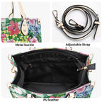 Bright Floral Luxury PU Leather Handbag Luxury PU Leather Handbag Plants Printed Offshore