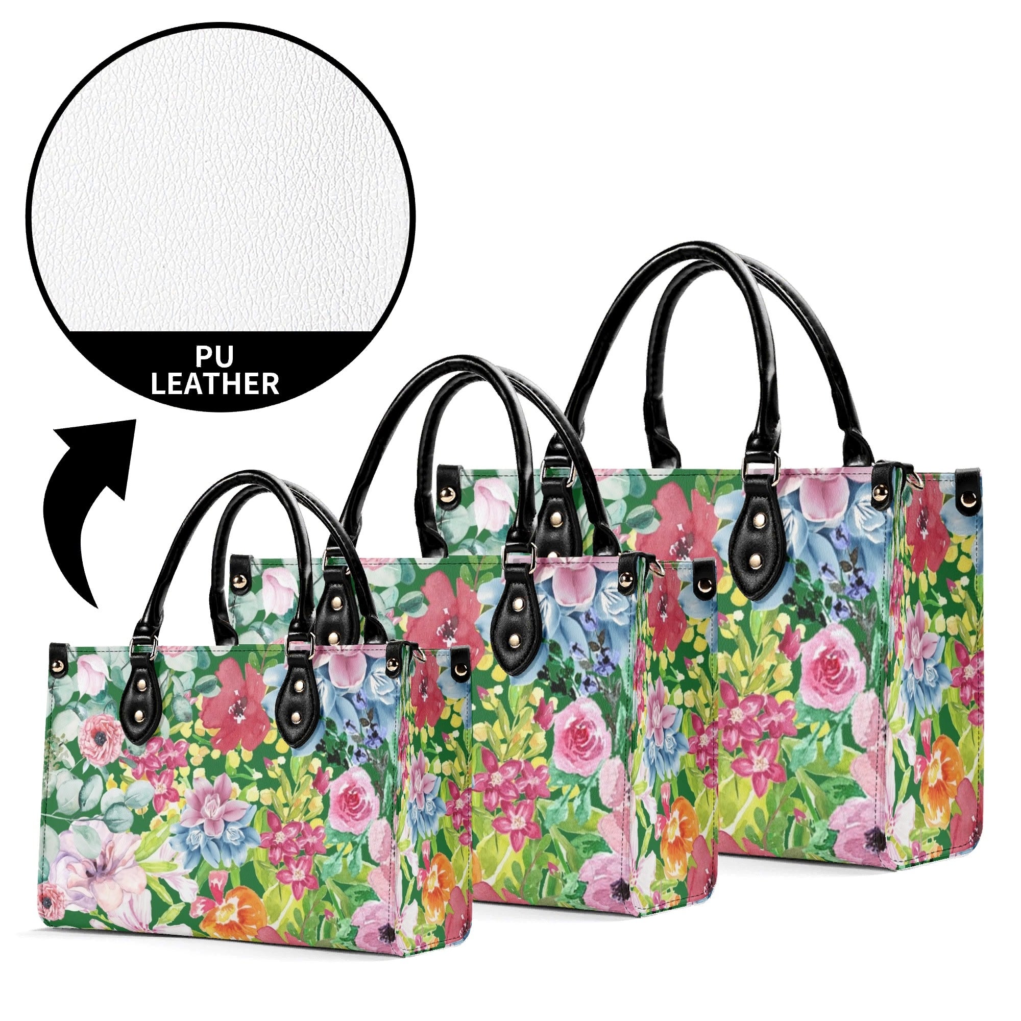 Bright Floral Luxury PU Leather Handbag Luxury PU Leather Handbag Plants Printed Offshore