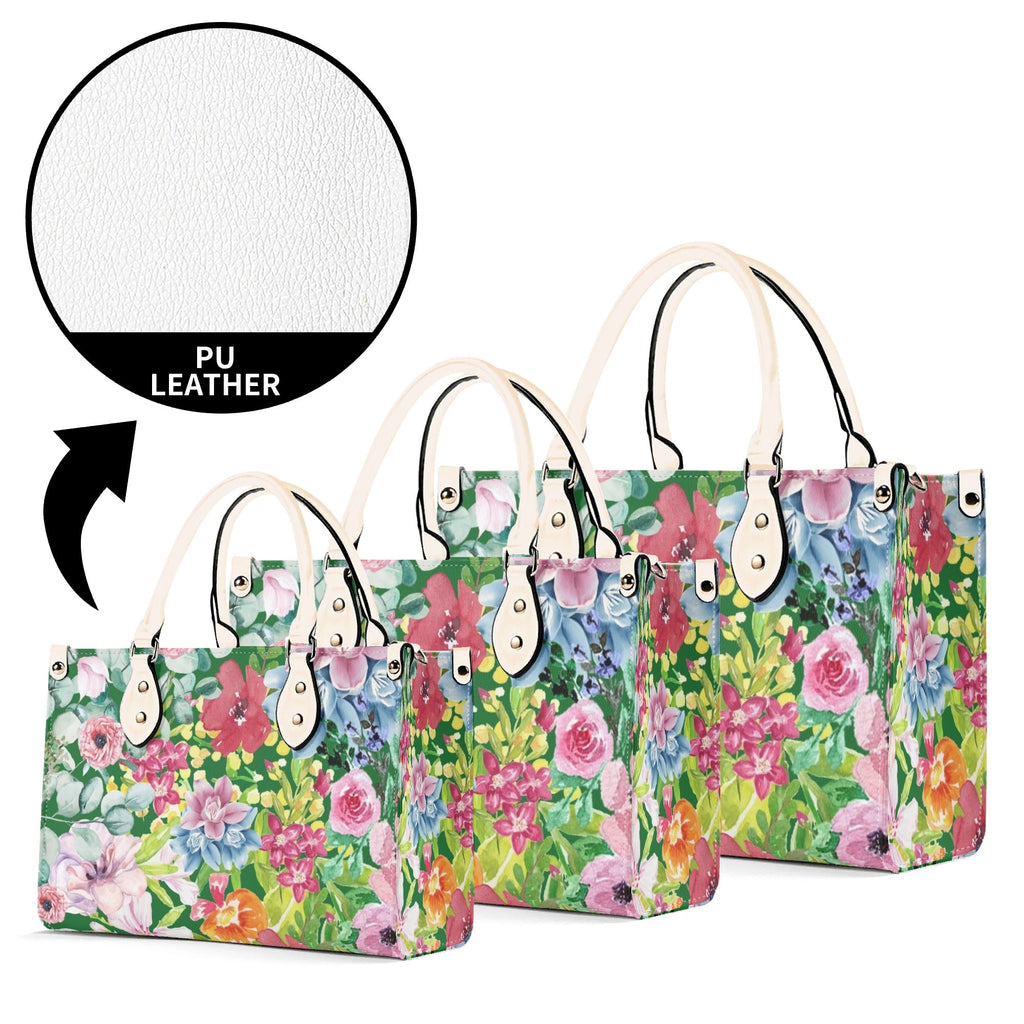 Bright Floral Luxury PU Leather Handbag Luxury PU Leather Handbag Plants Printed Offshore