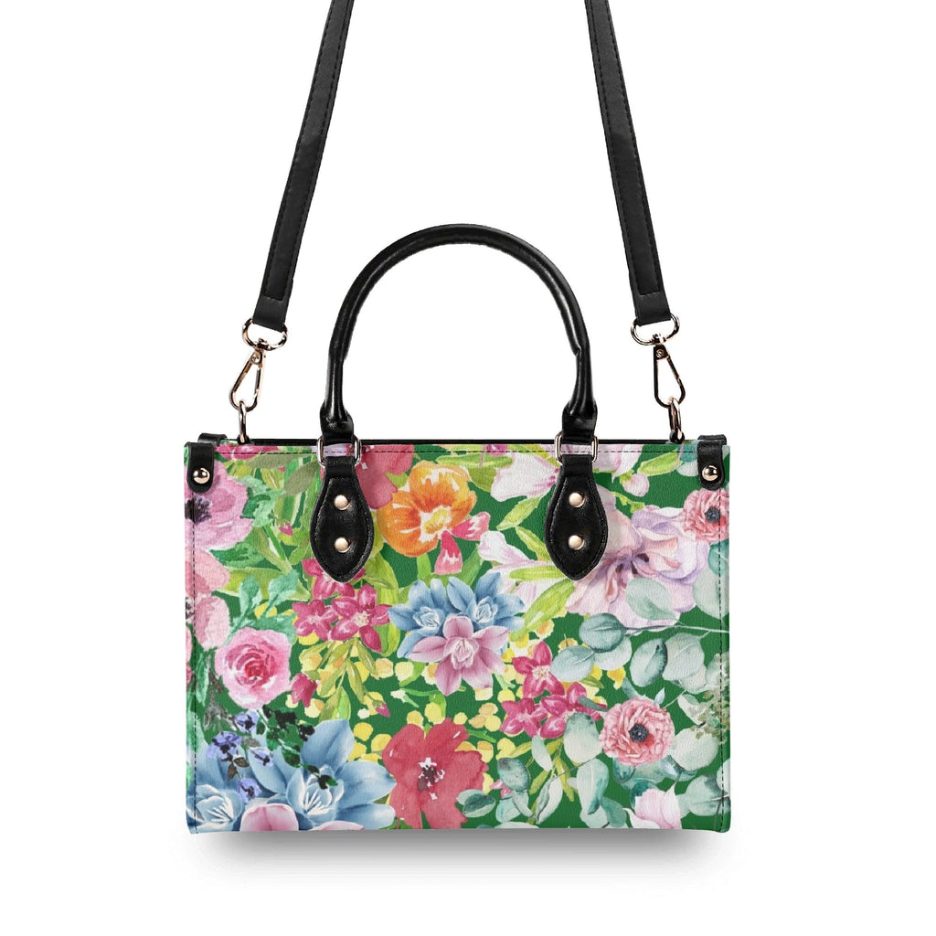 Bright Floral Luxury PU Leather Handbag Luxury PU Leather Handbag Plants Printed Offshore