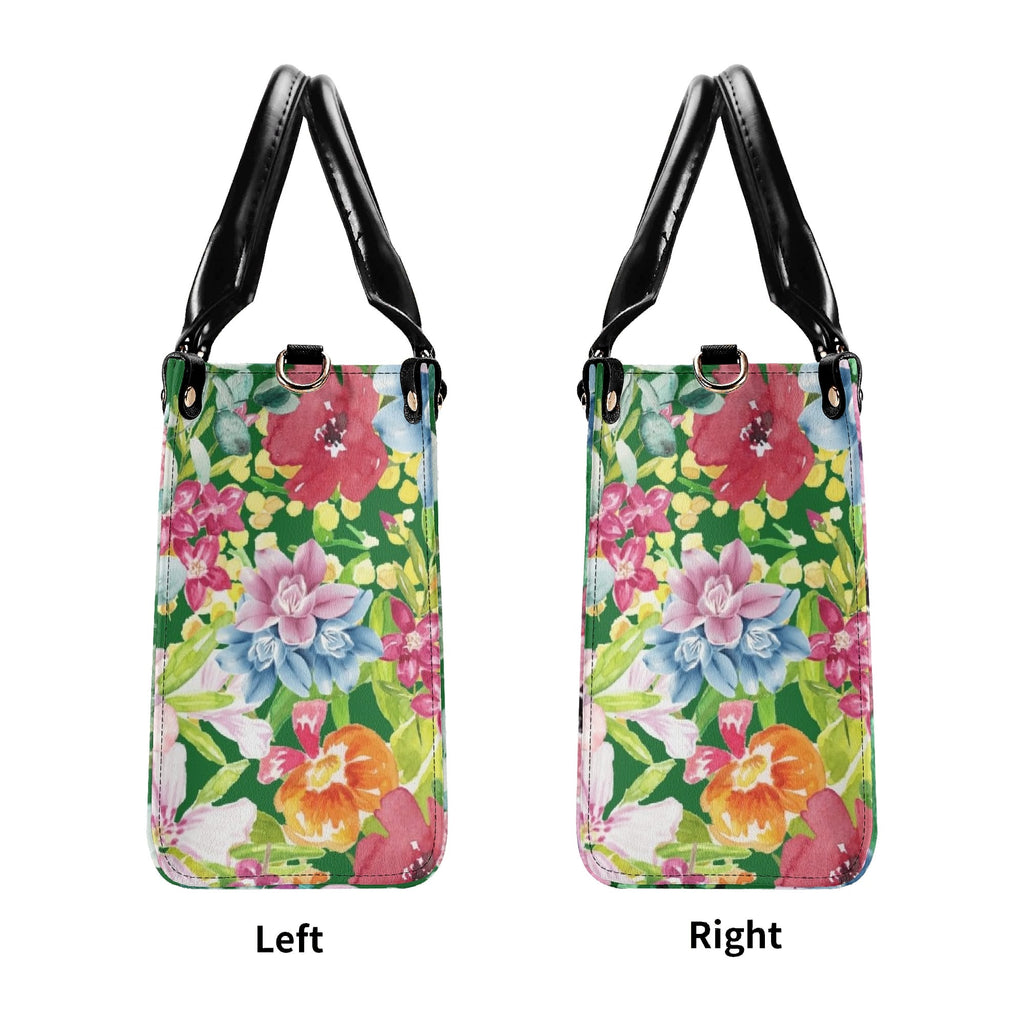 Bright Floral Luxury PU Leather Handbag Luxury PU Leather Handbag Plants Printed Offshore