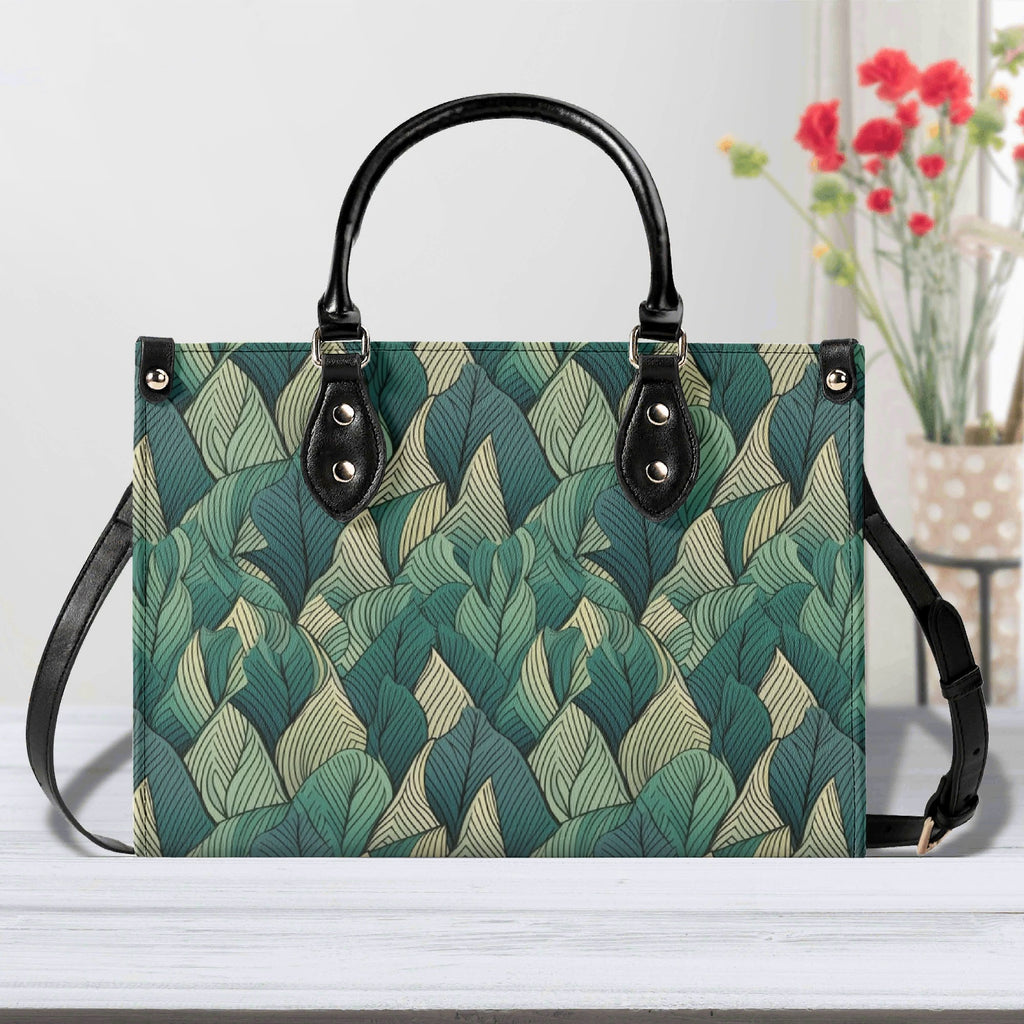Leaf Pattern Luxury PU Leather Handbag L Luxury PU Leather Handbag Plants Printed Offshore