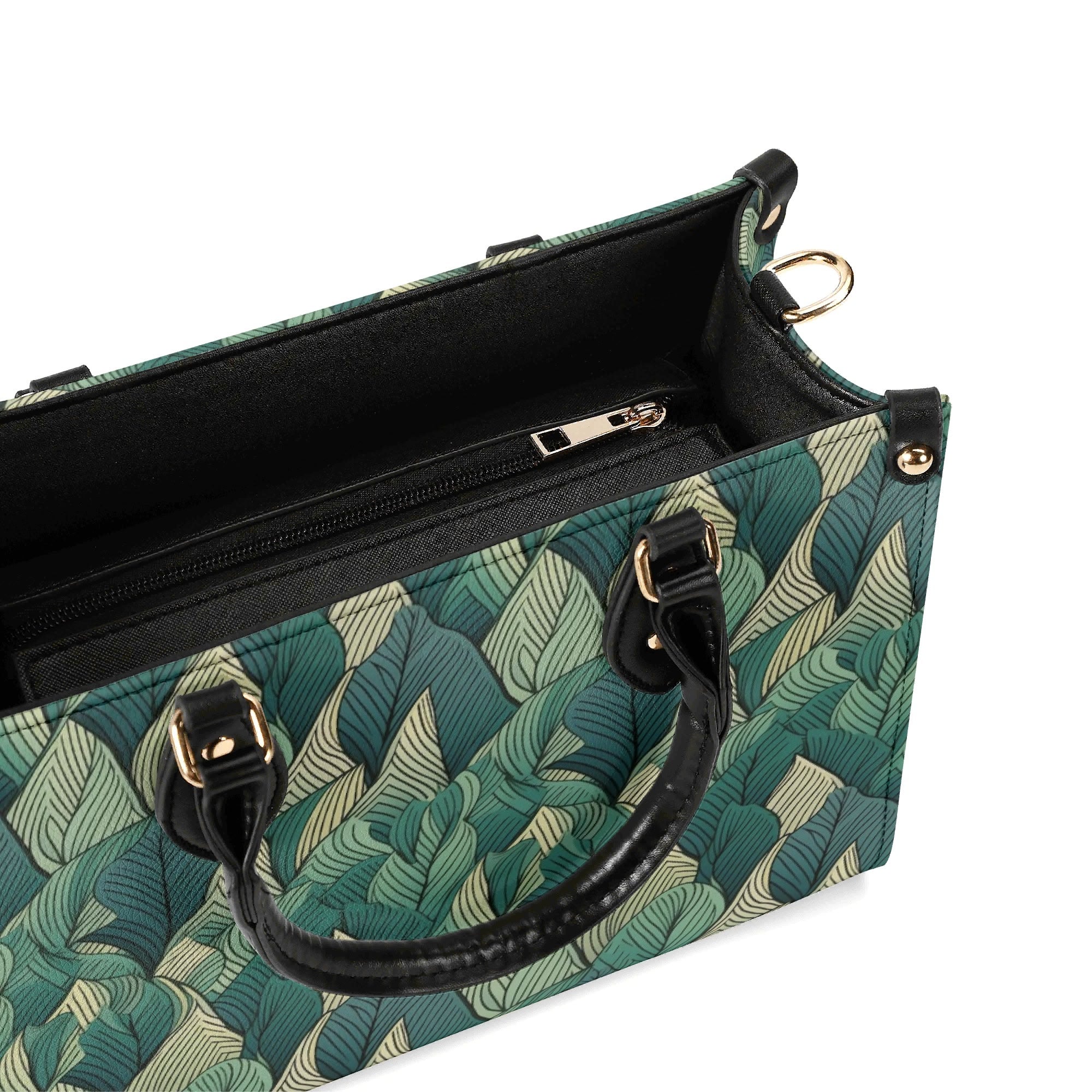 Leaf Pattern Luxury PU Leather Handbag Luxury PU Leather Handbag Plants Printed Offshore